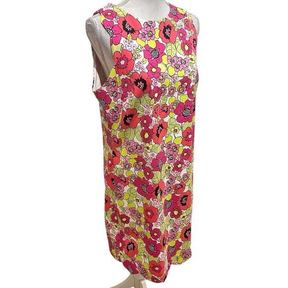 Pappagallo sleeveless sheath dress bold floral print scalloped hems lined sz 12 - Picture 3 of 12